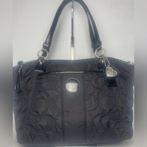 Coach Black Quilted Nylon Signature Shoulder Bag
